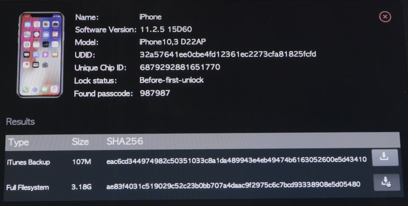 Here is a more detailed readout of the information the GrayKey can unlock.